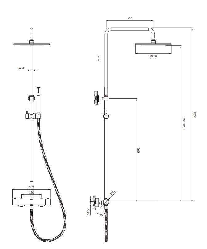 Hydraulika Pl Omnires Y Termostatyczny System Prysznicowy Natynkowy